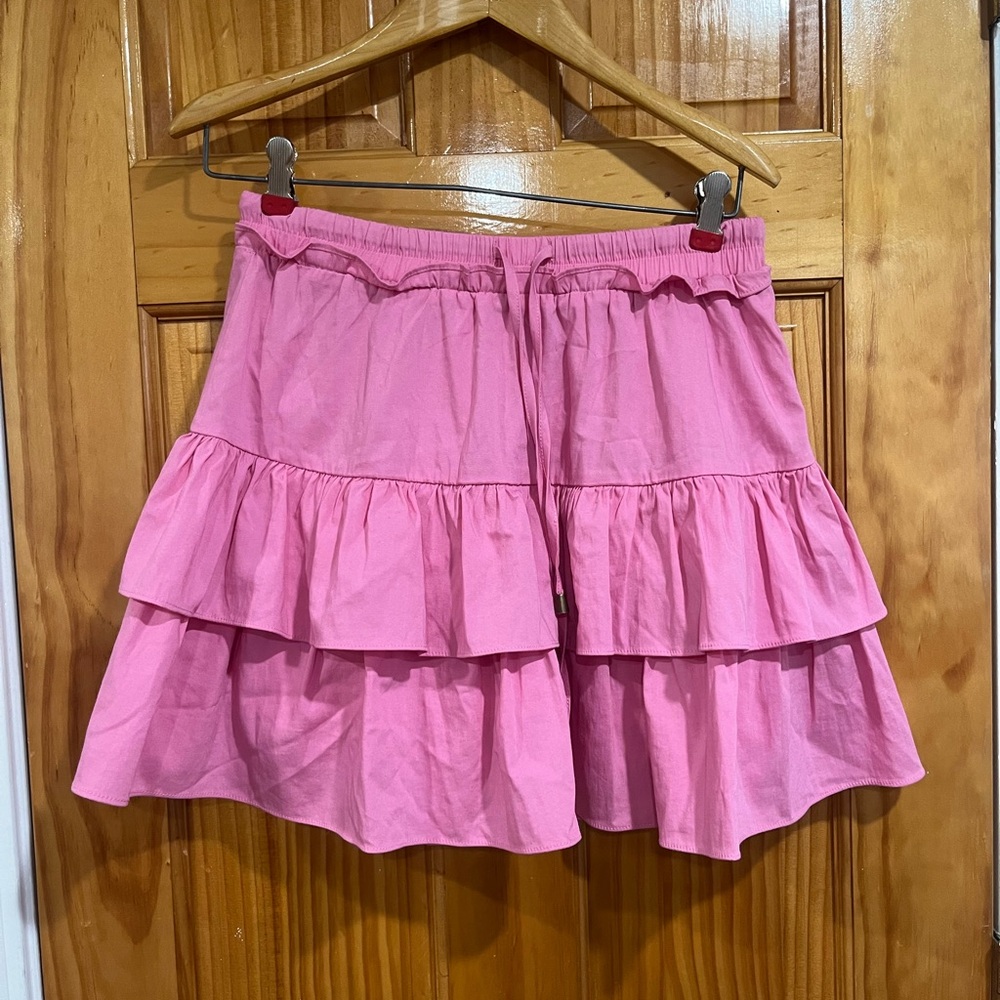 New with Tag Entro Bubblegum Pink Tiered Cotton Mini Preppy Skirt Size Small